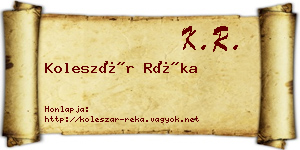 Koleszár Réka névjegykártya